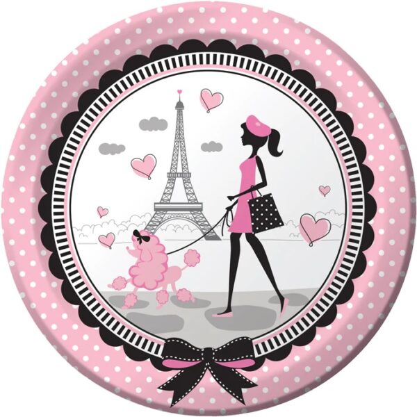 PARTY IN PARIS - BIG PAPER PLATES - 8CT - 22CM