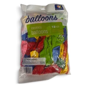 LOCOLOCO - SET OF 100 BALLOONS - ASSORTED COLORS - 12INCH